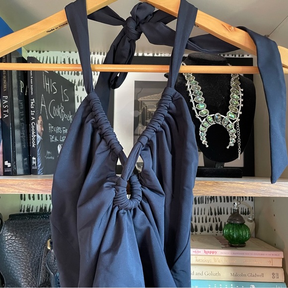 Mara Hoffman Aya Halter One-Piece Swimsuit Black Open Back Swim Surf Size Small - Picture 3 of 10